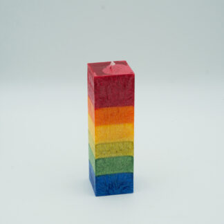 Quadratkerze Schichten 50 x 160 mm, Regenbogen